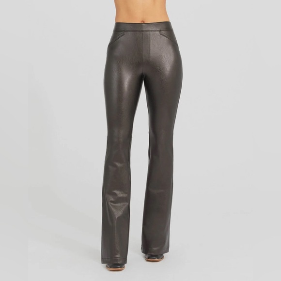 SPANX Black Flare Faux Leather Pants - Picture 4 of 5